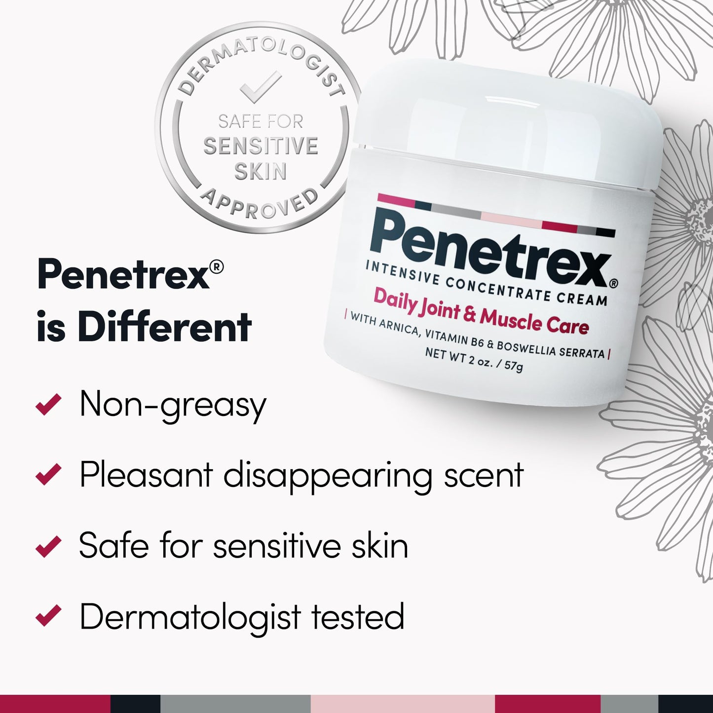 Penetrex Joint & Muscle Therapy – Soothing Comfort for Back, Neck, Hands, Feet – Premium Whole Body Rub with Arnica, Vitamin B6 MSM & Boswellia – Non-Greasy 2oz Cream