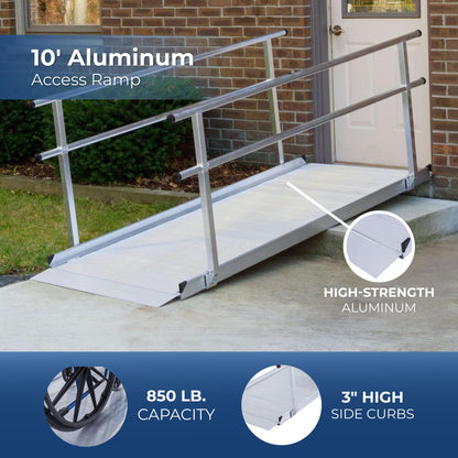 Silver Spring Aluminum Wheelchair Access Ramp with Handrails - 6' L