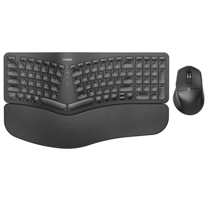 Nulea KM75 Advanced Ergonomic Wireless Keyboard and Mouse Combo, Comfortable Natural Typing, Palm Rest, Multi-Device (Bluetooth, 2.4G, Wired), Rechargeable, for Multi-OS, Windows, Mac, Android(Grey)