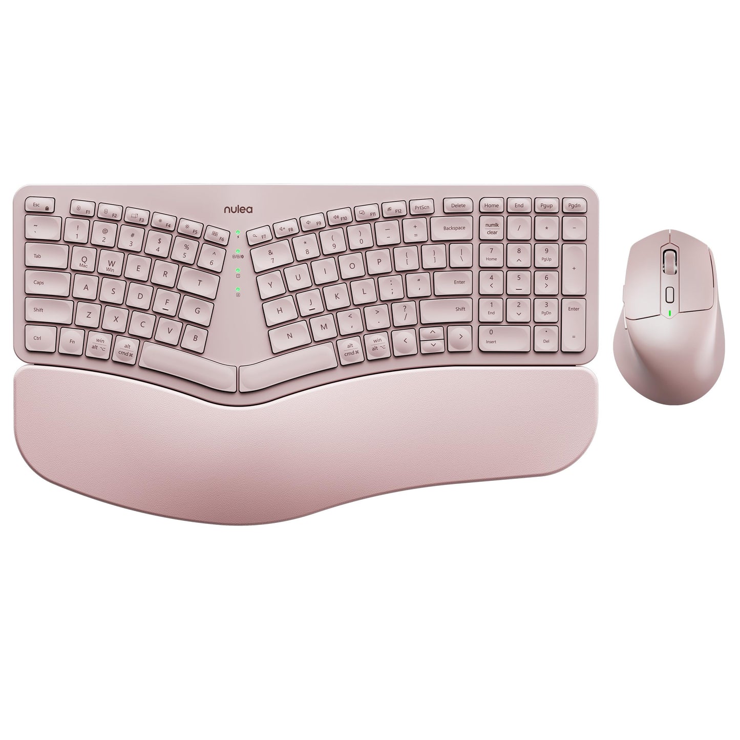 Nulea KM75 Advanced Ergonomic Wireless Keyboard and Mouse Combo, Comfortable Natural Typing, Palm Rest, Multi-Device (Bluetooth, 2.4G, Wired), Rechargeable, for Multi-OS, Windows, Mac, Android(Grey)