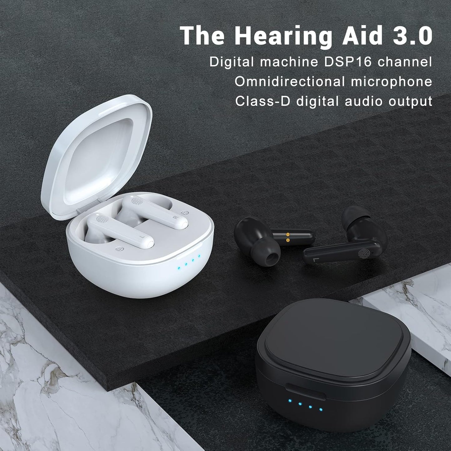 Hearing Amplifiers, Rechargeable Hearing Aids for Seniors & Adults with Volume Control, Small Completely-in-Canal Digital Hearing Amplifier, Assist Devices with Charging Box