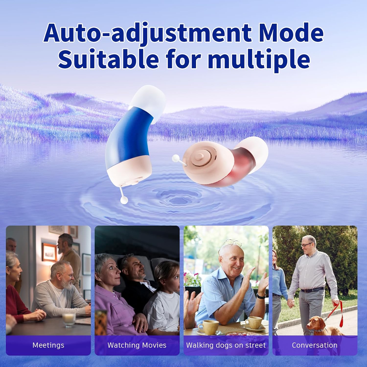 Rechargeable Hearing Aids for Seniors with Hearing loss, They are equipped with a smart noise reduction chip, providing clear sound quality and comfortable wearing. Super-mini, Auto-On/Off