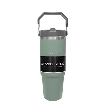 Botella termo de 30oz de acero inoxidable con pajita para coche, taza de café deportiva, termo, Taza de Viaje portátil, botella de agua grande para Fitness