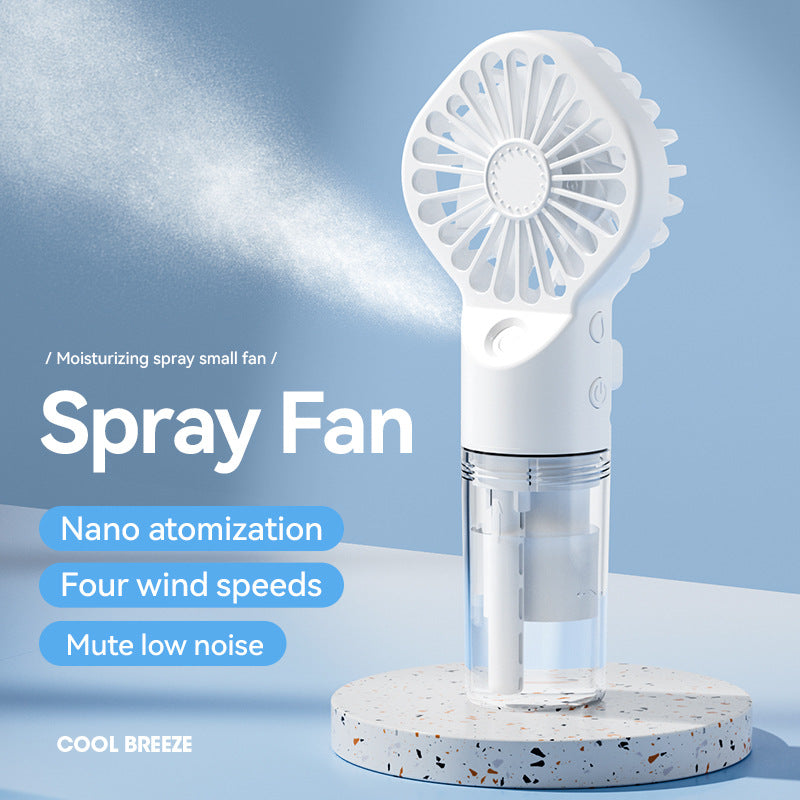 Portable Handheld Spray Fan 4-Speed Water Spray Mist Fan Summer Cooling Artifact USB Charging Summer Supplies Outdoor Mini Fan