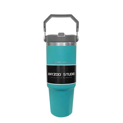 Botella termo de 30oz de acero inoxidable con pajita para coche, taza de café deportiva, termo, Taza de Viaje portátil, botella de agua grande para Fitness