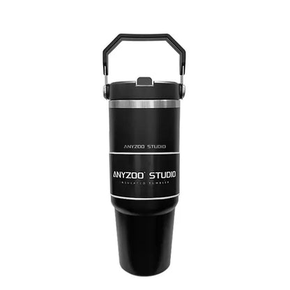 Botella termo de 30oz de acero inoxidable con pajita para coche, taza de café deportiva, termo, Taza de Viaje portátil, botella de agua grande para Fitness