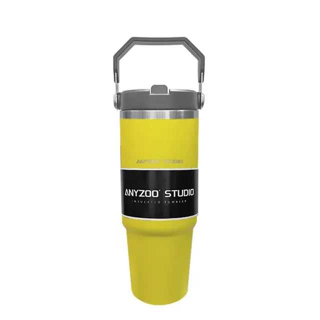 Botella termo de 30oz de acero inoxidable con pajita para coche, taza de café deportiva, termo, Taza de Viaje portátil, botella de agua grande para Fitness