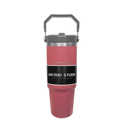 Botella termo de 30oz de acero inoxidable con pajita para coche, taza de café deportiva, termo, Taza de Viaje portátil, botella de agua grande para Fitness