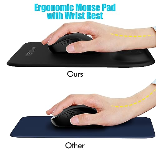 memzuoix Cyan Ergonomic Mouse Pad with Wrist Rest Support,Premium Memory Foam Cushioning for Pain Relief, Non-Slip PU Base for Stable Smooth Control - Perfect for Laptop, Computer, and Home Office