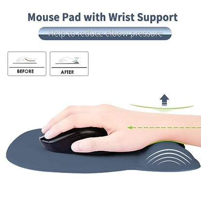 EooCoo Ergonomic Mouse Pad with Wrist Support, Non-Slip Base Mouse Mat for Internet Cafe, Home & Office