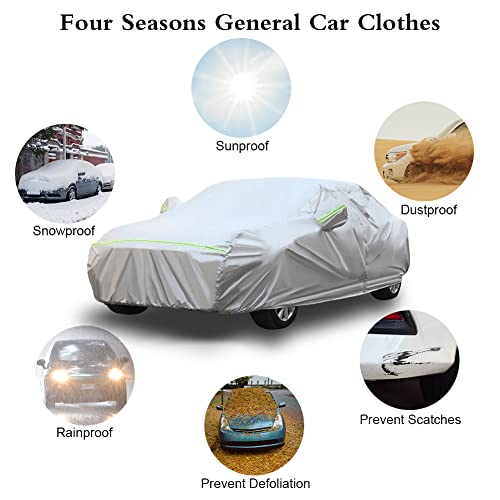 Truck Cover Waterproof All Weather, 2023 Heavy Duty Outdoor Pickup Cover Rain Sun Hail Protection, Universal Fit (Length Up to 235 inch) Truck Full Cover Waterproof Strap & Double Door Zipper, Silver