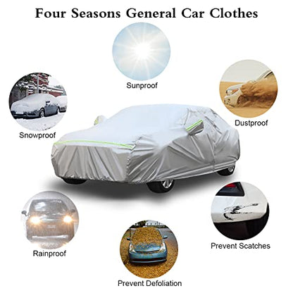 Truck Cover Waterproof All Weather, 2023 Heavy Duty Outdoor Pickup Cover Rain Sun Hail Protection, Universal Fit (Length Up to 235 inch) Truck Full Cover Waterproof Strap & Double Door Zipper, Silver