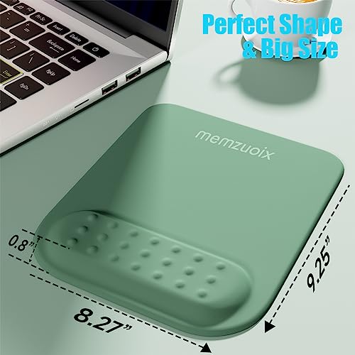 memzuoix Cyan Ergonomic Mouse Pad with Wrist Rest Support,Premium Memory Foam Cushioning for Pain Relief, Non-Slip PU Base for Stable Smooth Control - Perfect for Laptop, Computer, and Home Office