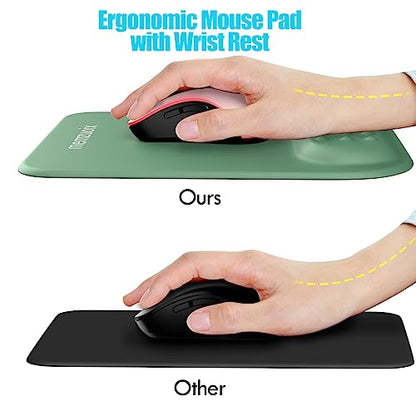 memzuoix Cyan Ergonomic Mouse Pad with Wrist Rest Support,Premium Memory Foam Cushioning for Pain Relief, Non-Slip PU Base for Stable Smooth Control - Perfect for Laptop, Computer, and Home Office