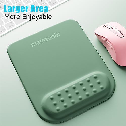 memzuoix Cyan Ergonomic Mouse Pad with Wrist Rest Support,Premium Memory Foam Cushioning for Pain Relief, Non-Slip PU Base for Stable Smooth Control - Perfect for Laptop, Computer, and Home Office