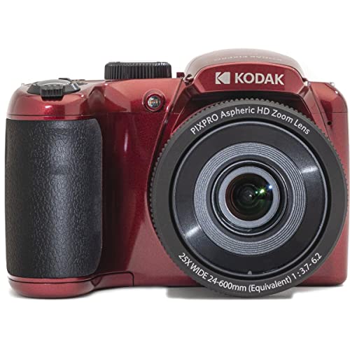 KODAK PIXPRO AZ255-RD 16MP Digital Camera 25X Optical Zoom 24mm Wide Angle Lens Optical Image Stabilization 1080P Full HD Video 3" LCD Vlogging Camera (Red)