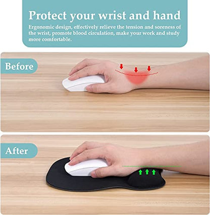 EooCoo Ergonomic Mouse Pad with Wrist Support, Non-Slip Base Mouse Mat for Internet Cafe, Home & Office