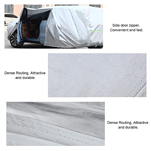 Truck Cover Waterproof All Weather, 2023 Heavy Duty Outdoor Pickup Cover Rain Sun Hail Protection, Universal Fit (Length Up to 235 inch) Truck Full Cover Waterproof Strap & Double Door Zipper, Silver