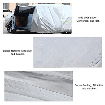 Truck Cover Waterproof All Weather, 2023 Heavy Duty Outdoor Pickup Cover Rain Sun Hail Protection, Universal Fit (Length Up to 235 inch) Truck Full Cover Waterproof Strap & Double Door Zipper, Silver