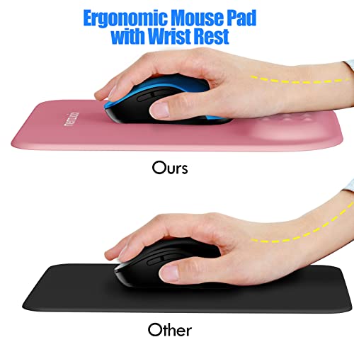 memzuoix Cyan Ergonomic Mouse Pad with Wrist Rest Support,Premium Memory Foam Cushioning for Pain Relief, Non-Slip PU Base for Stable Smooth Control - Perfect for Laptop, Computer, and Home Office