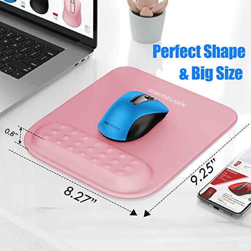 memzuoix Cyan Ergonomic Mouse Pad with Wrist Rest Support,Premium Memory Foam Cushioning for Pain Relief, Non-Slip PU Base for Stable Smooth Control - Perfect for Laptop, Computer, and Home Office