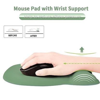 EooCoo Ergonomic Mouse Pad with Wrist Support, Non-Slip Base Mouse Mat for Internet Cafe, Home & Office