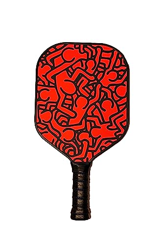 Pickleball Paddle Polypropylene Honeycomb Core Ketih Haring Red/Black Ultra Cushion 5.1 Inch Handle