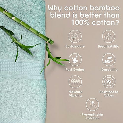 Ariv Towels 4-Piece Large Premium Cotton Bamboo Bath Towels Set for Sensitive Skin & Daily Use - Soft, Quick Drying & Highly Absorbent for Bathroom, Gym, Hotel & Spa- 30" X 52"-Denim