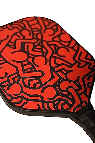 Pickleball Paddle Polypropylene Honeycomb Core Ketih Haring Red/Black Ultra Cushion 5.1 Inch Handle