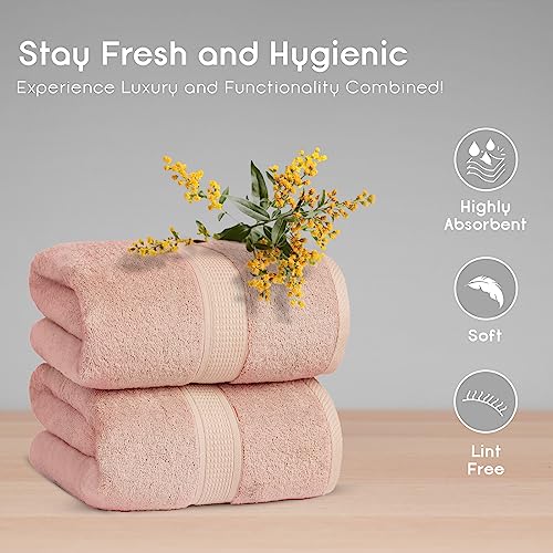 Ariv Towels 4-Piece Large Premium Cotton Bamboo Bath Towels Set for Sensitive Skin & Daily Use - Soft, Quick Drying & Highly Absorbent for Bathroom, Gym, Hotel & Spa- 30" X 52"-Denim