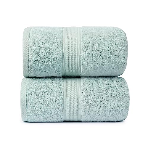 Ariv Towels 4-Piece Large Premium Cotton Bamboo Bath Towels Set for Sensitive Skin & Daily Use - Soft, Quick Drying & Highly Absorbent for Bathroom, Gym, Hotel & Spa- 30" X 52"-Denim