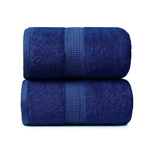 Ariv Towels 4-Piece Large Premium Cotton Bamboo Bath Towels Set for Sensitive Skin & Daily Use - Soft, Quick Drying & Highly Absorbent for Bathroom, Gym, Hotel & Spa- 30" X 52"-Denim