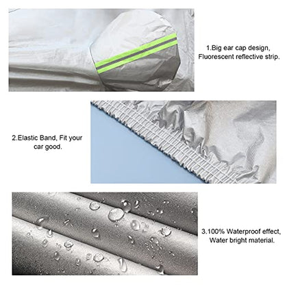 Truck Cover Waterproof All Weather, 2023 Heavy Duty Outdoor Pickup Cover Rain Sun Hail Protection, Universal Fit (Length Up to 235 inch) Truck Full Cover Waterproof Strap & Double Door Zipper, Silver