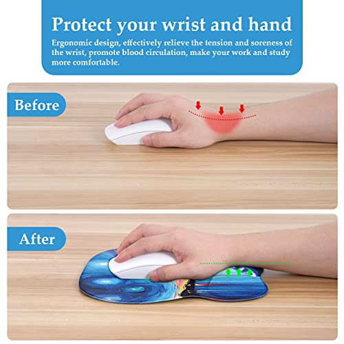 EooCoo Ergonomic Mouse Pad with Wrist Support, Non-Slip Base Mouse Mat for Internet Cafe, Home & Office