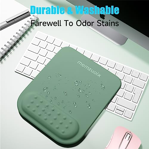 memzuoix Cyan Ergonomic Mouse Pad with Wrist Rest Support,Premium Memory Foam Cushioning for Pain Relief, Non-Slip PU Base for Stable Smooth Control - Perfect for Laptop, Computer, and Home Office