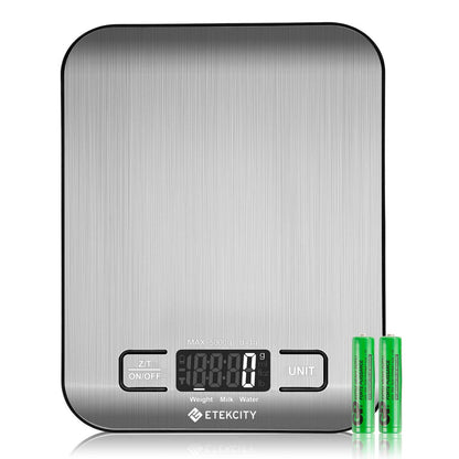 Etekcity Food Scale, Digital Kitchen Scale, 304 Stainless Steel, Weight in Grams and Ounces for Baking, Cooking, and Meal Prep, LCD Display, Medium