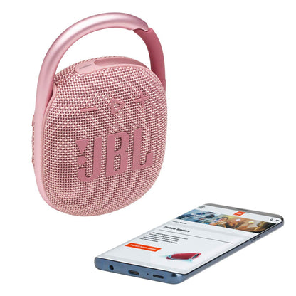 JBL Clip 4 - Portable Mini Bluetooth Speaker for home, outdoor and travel, big audio and punchy bass, integrated carabiner, IP67 waterproof and dustproof, 10 hours of playtime (Pink)