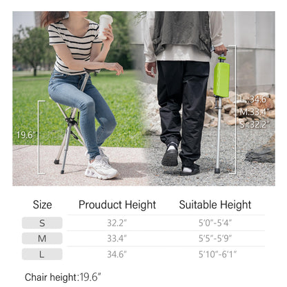 STEP2GOLD Ta-Da Chair, Portable Trekking Hiking Pole, Folding Walking Stick with Seat, Walking Cane with Chair, Foldable Chair, Lightweight Aluminum, Easy Carry and Storage, Anti-Slip (33.4")