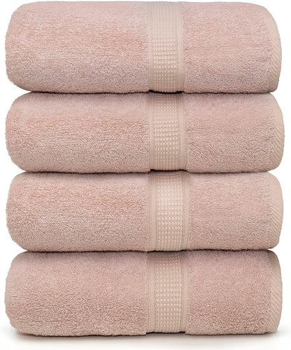 Ariv Towels 4-Piece Large Premium Cotton Bamboo Bath Towels Set for Sensitive Skin & Daily Use - Soft, Quick Drying & Highly Absorbent for Bathroom, Gym, Hotel & Spa- 30" X 52"-Denim