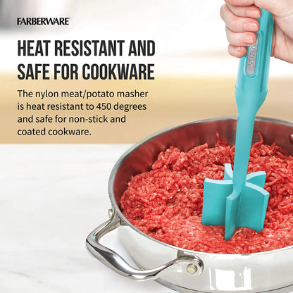 Farberware - 5241284 Farberware Pro Meat Masher, 10-Inch, Aqua Sky